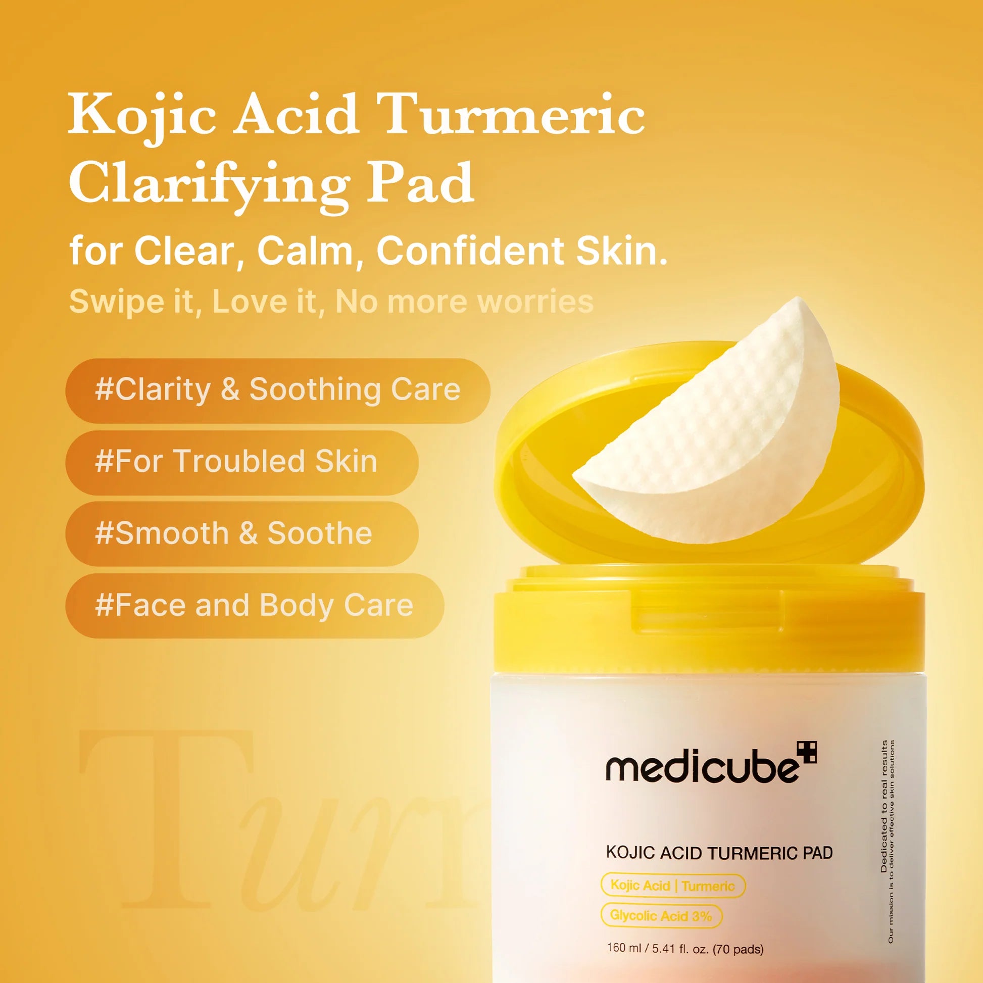MEDICUBE Kojic Acid Turmeric Pad Pad Exfoliante Dual Cara Aclarante en Panamá — NAZ Beauty Shop