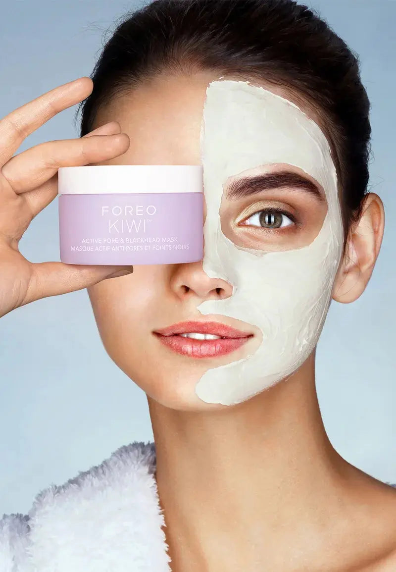 FOREO Kiwi Mask aplicacion rostro arcilla kaolin carbon activado BHA poros Panama comprar en NAZ Beauty Shop Panama