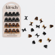 KITSCH Micro Cloud Clips 16pc Set - Black & Tort - Juego de pinzas