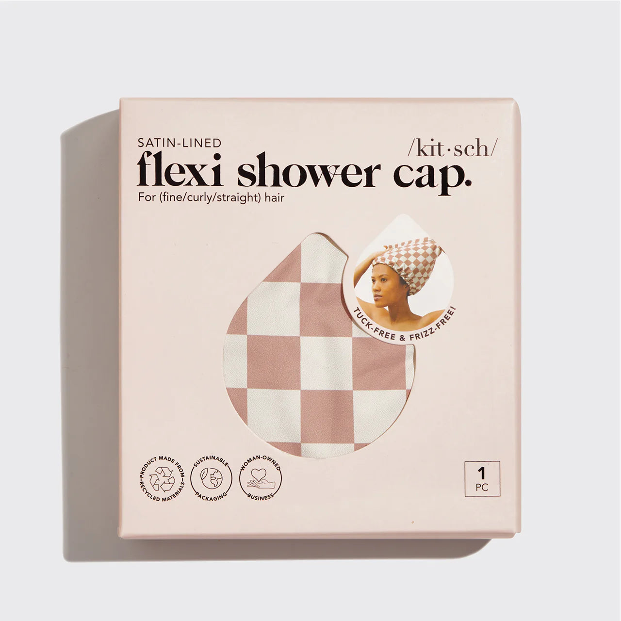 KITSCH Satin Lined Flexi Shower Cap - Gorro de ducha flexible
