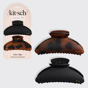 KITSCH Medium Claw Clips 2pc Set - Black & Tort - Pinzas