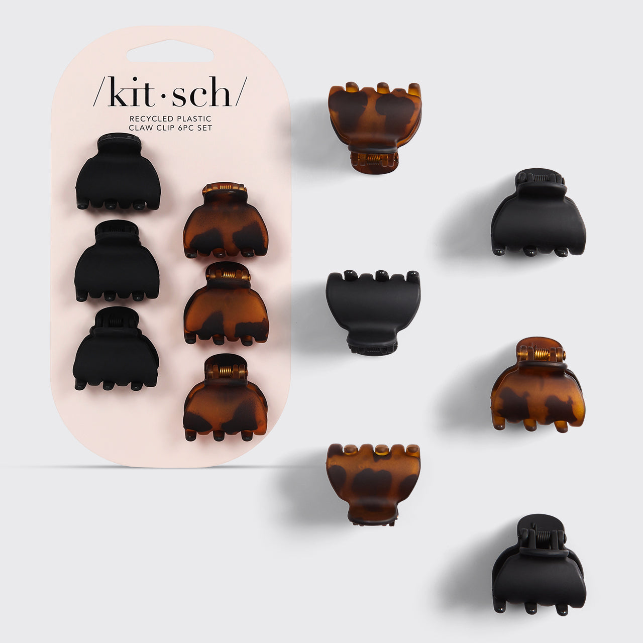 KITSCH X-Small Claw Clips 6pc Set Black Tort Ganchos Mini Plástico Reciclado en Panamá — NAZ Beauty Shop