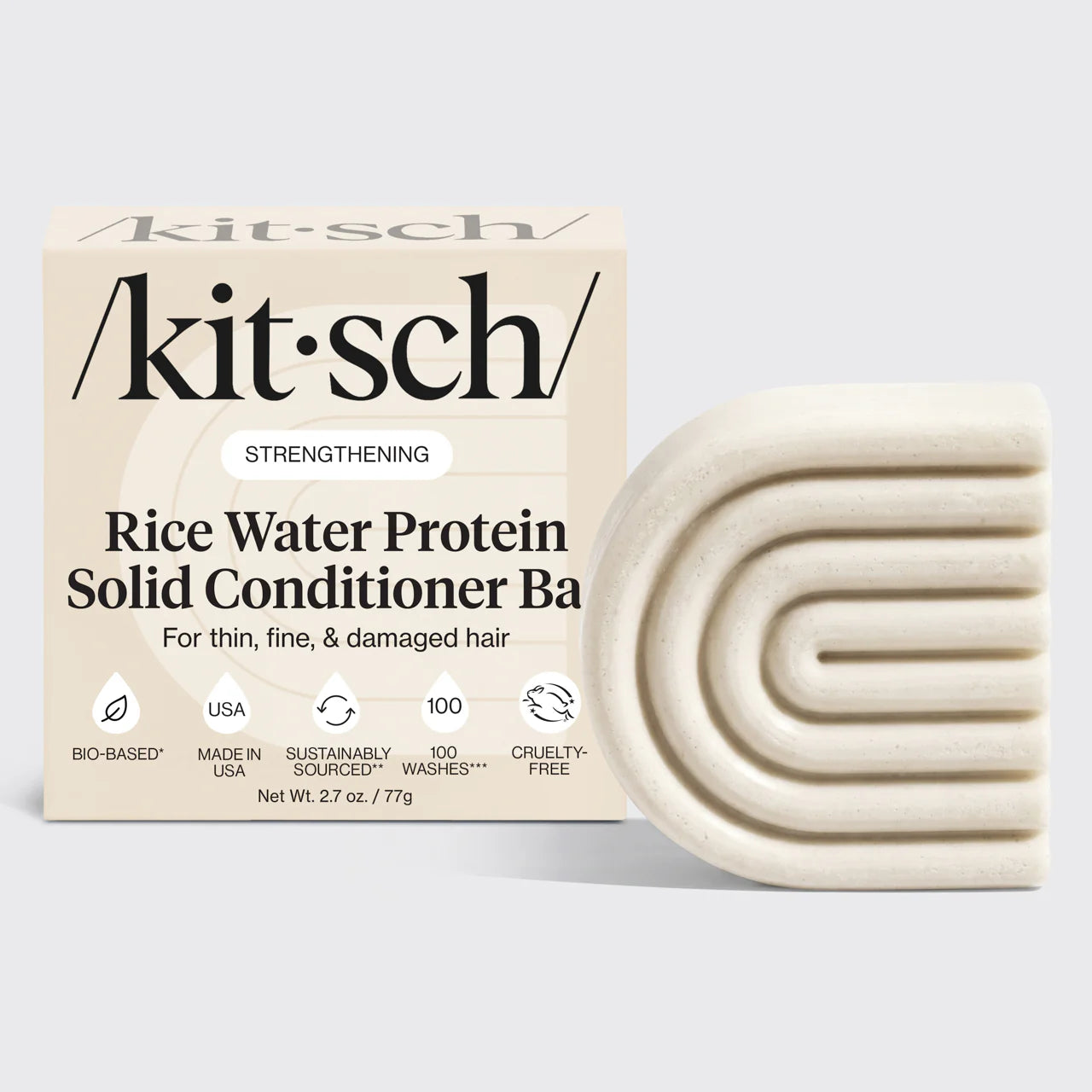 KITSCH Strengthening Rice Water Protein Solid Conditioner Bar - Acondicionador en barra de agua de arroz para el crecimiento del cabello