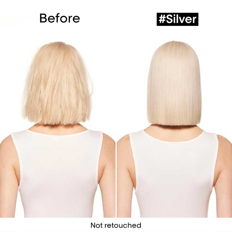 Detalle de etiqueta Silver Conditioner L'Oréal Professionnel para cabello canoso