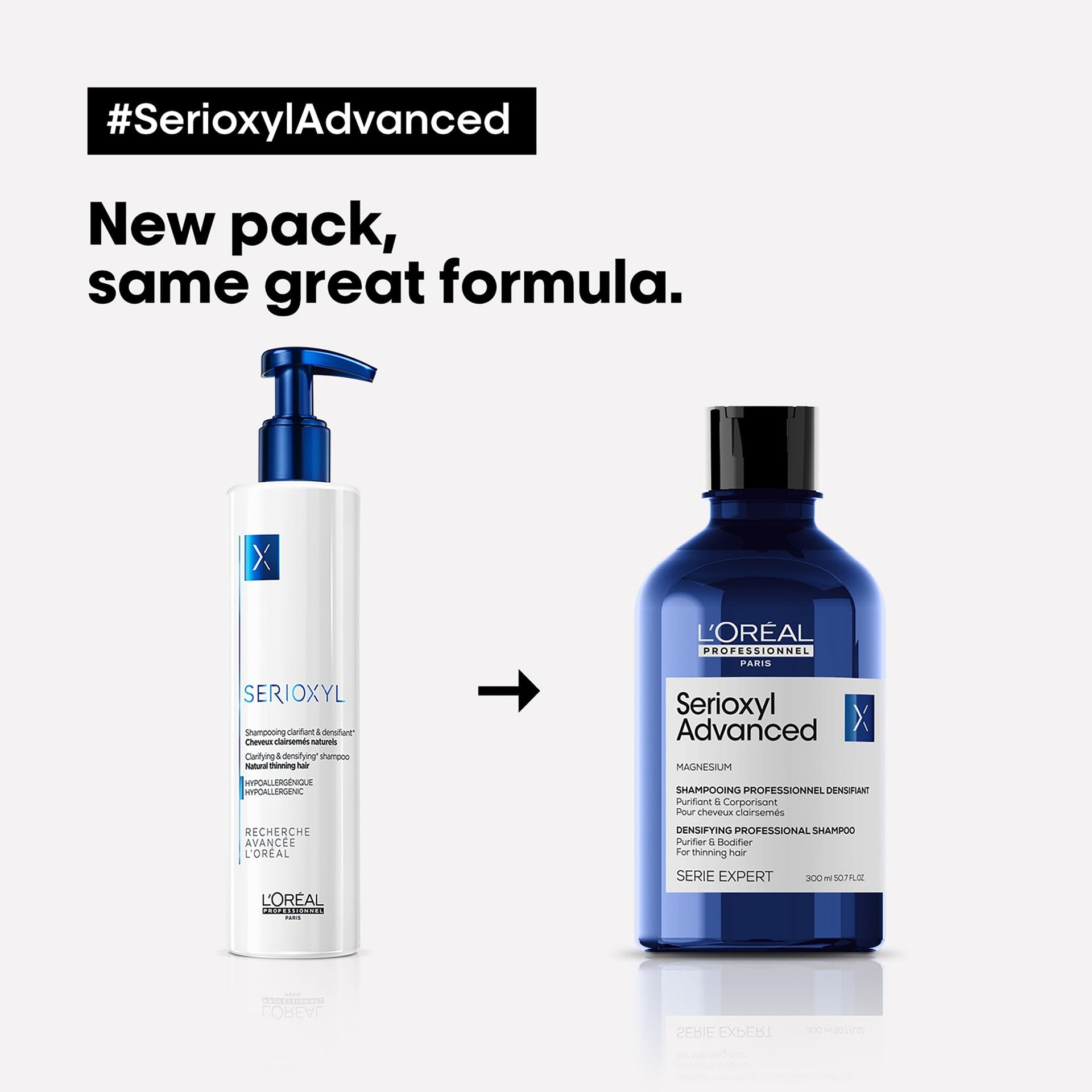 Empaque L'Oréal Professionnel Serioxyl Densifying Shampoo - NAZ Beauty Shop Panamá