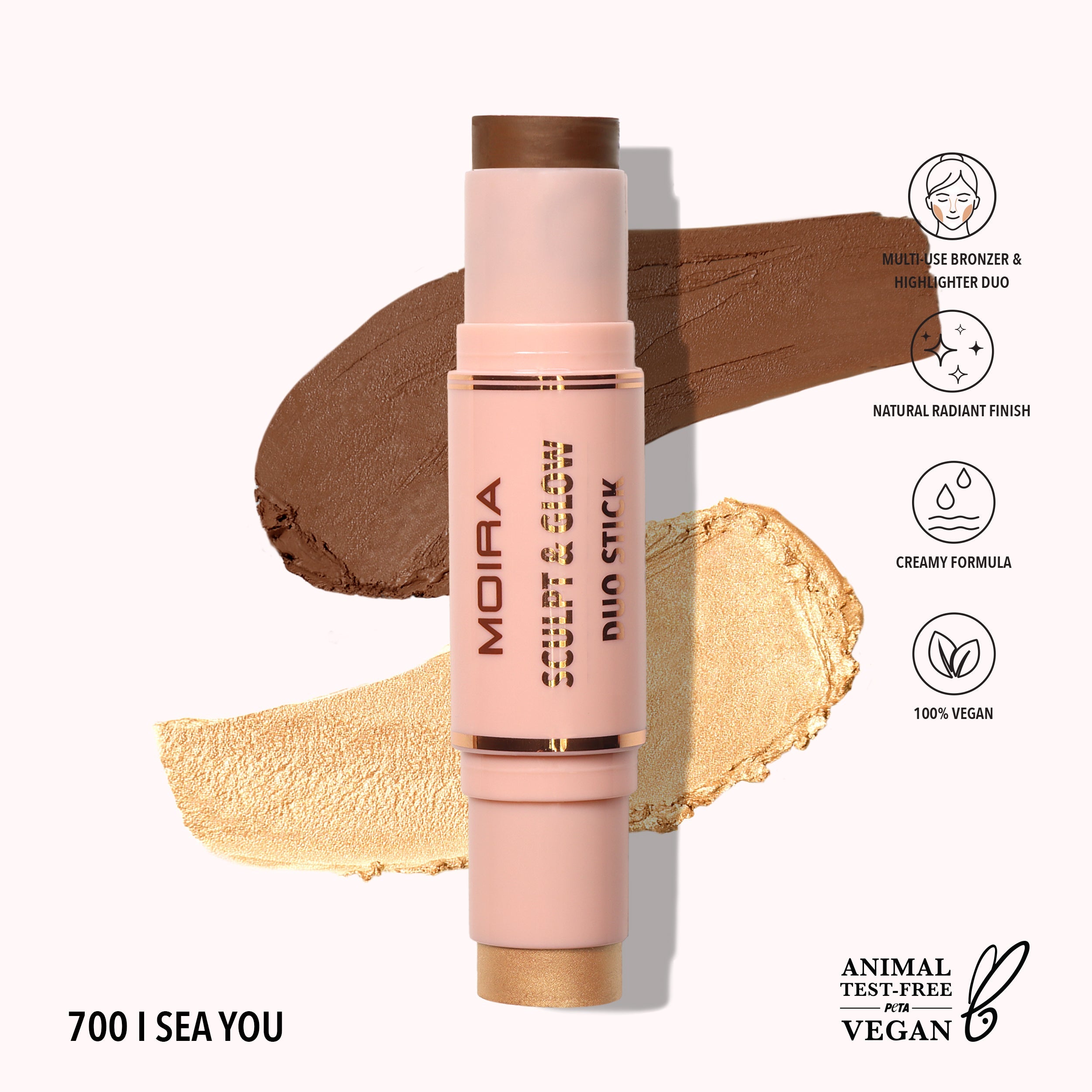 MOIRA Sculpt & Glow Duo Stick – Barra Bronceadora e Iluminadora 2 en 1 | Makeup
