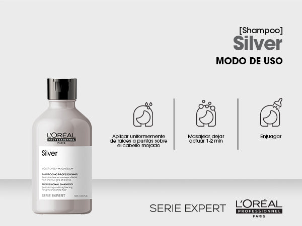 Resultados Silver Conditioner L'Oréal Professionnel en cabello gris matizado