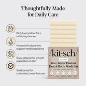 KITSCH Rice Water Protein Face & Body Wash Bar - Barra Limpiadora de Agua de Arroz para Rostro y Cuerpo