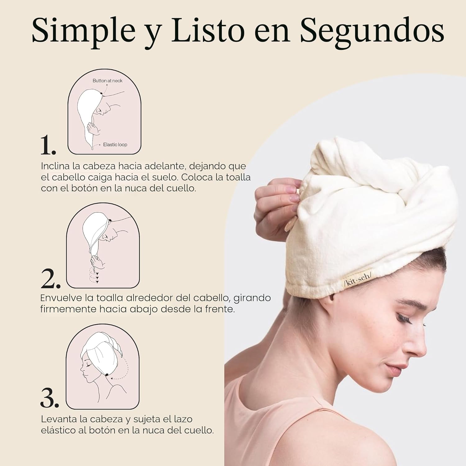 KITSCH Eco-friendly Hair Towel Turban - Toalla de microfibra