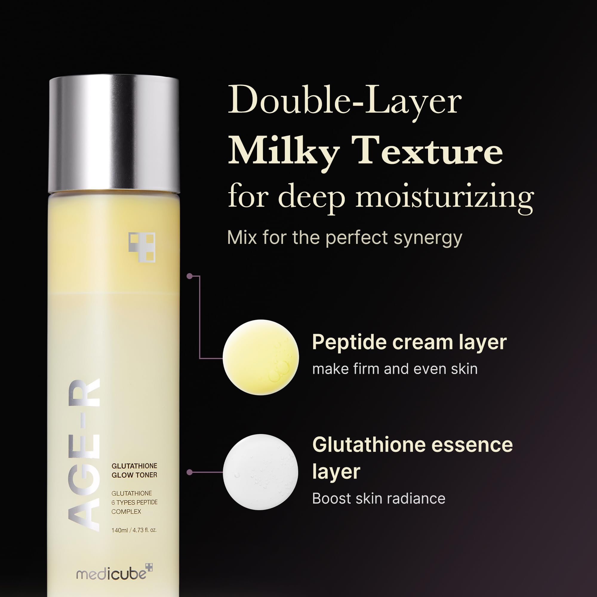 MEDICUBE Age-R Glutathione Glow Toner – Tónico Iluminador con Glutatión Luminosidad y Antioxidante | K-Beauty Skincare