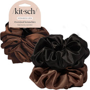 KITSCH Oversized Scrunchies - Black & Chocolate - Scrunchies extra grandes negro y chocolate