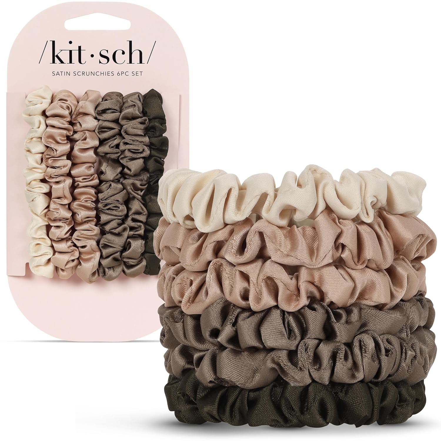 KITSCH Satin Ultra Petite Scrunchies 6pc Set