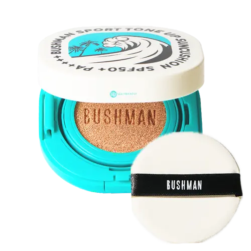 BUSHMAN Sport Tone Up Suncushion – efecto tonificante acido hialuronico centella retoques deporte NAZ Beauty Shop Panama