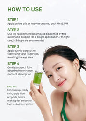 CELIMAX Noni Energy Ampoule – packaging botella verde extracto noni fermentado piel sensible NAZ Beauty Shop Panama