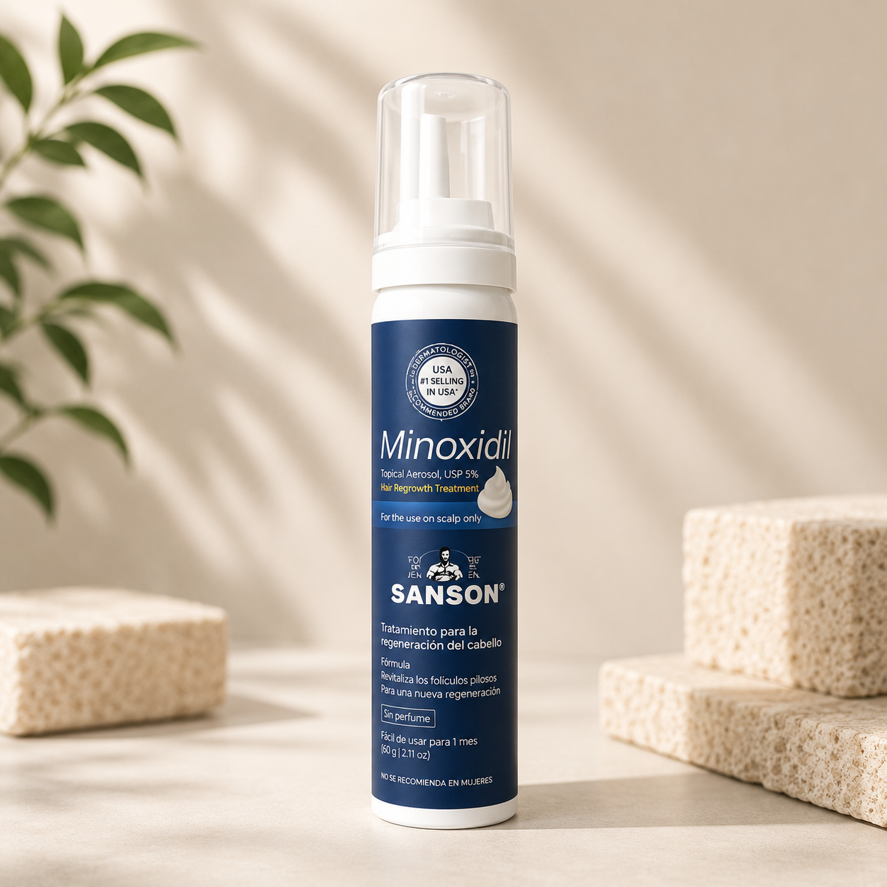 SANSON Minoxidil Foam 5% – Espuma para Detener la Caída del Cabello | Mencare