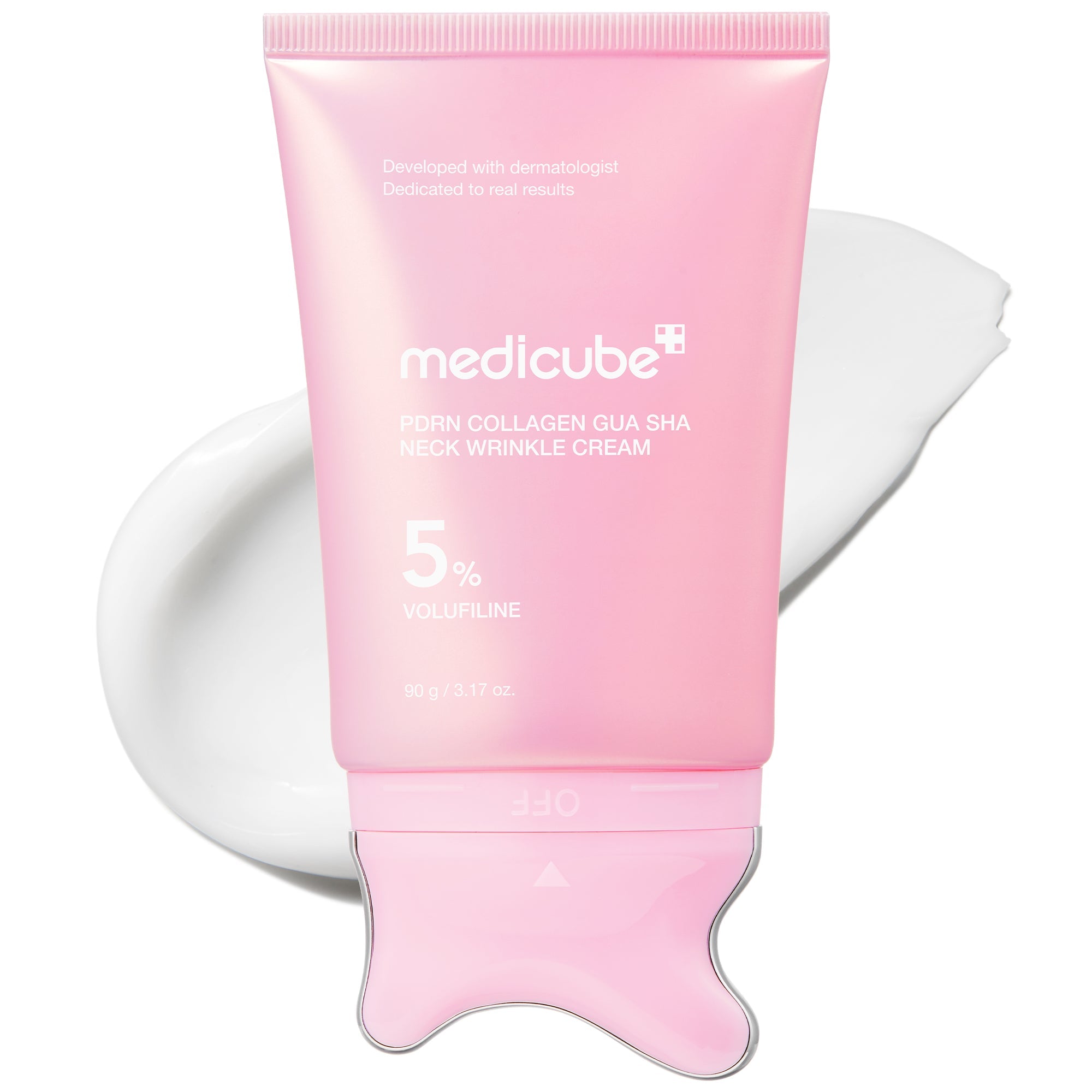 MEDICUBE PDRN Collagen Gua Sha Neck Wrinkle Cream – Crema Reafirmante para Cuello con Masajeador Gua Sha | K-Beauty Skincare