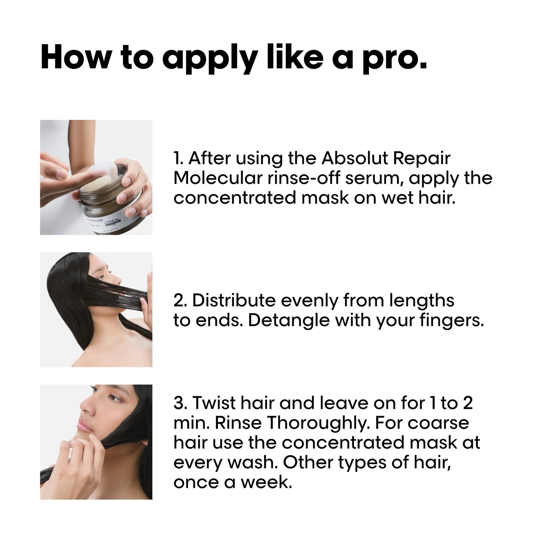 Tecnología péptidos moleculares Absolut Repair Molecular Masque L'Oréal Professionnel