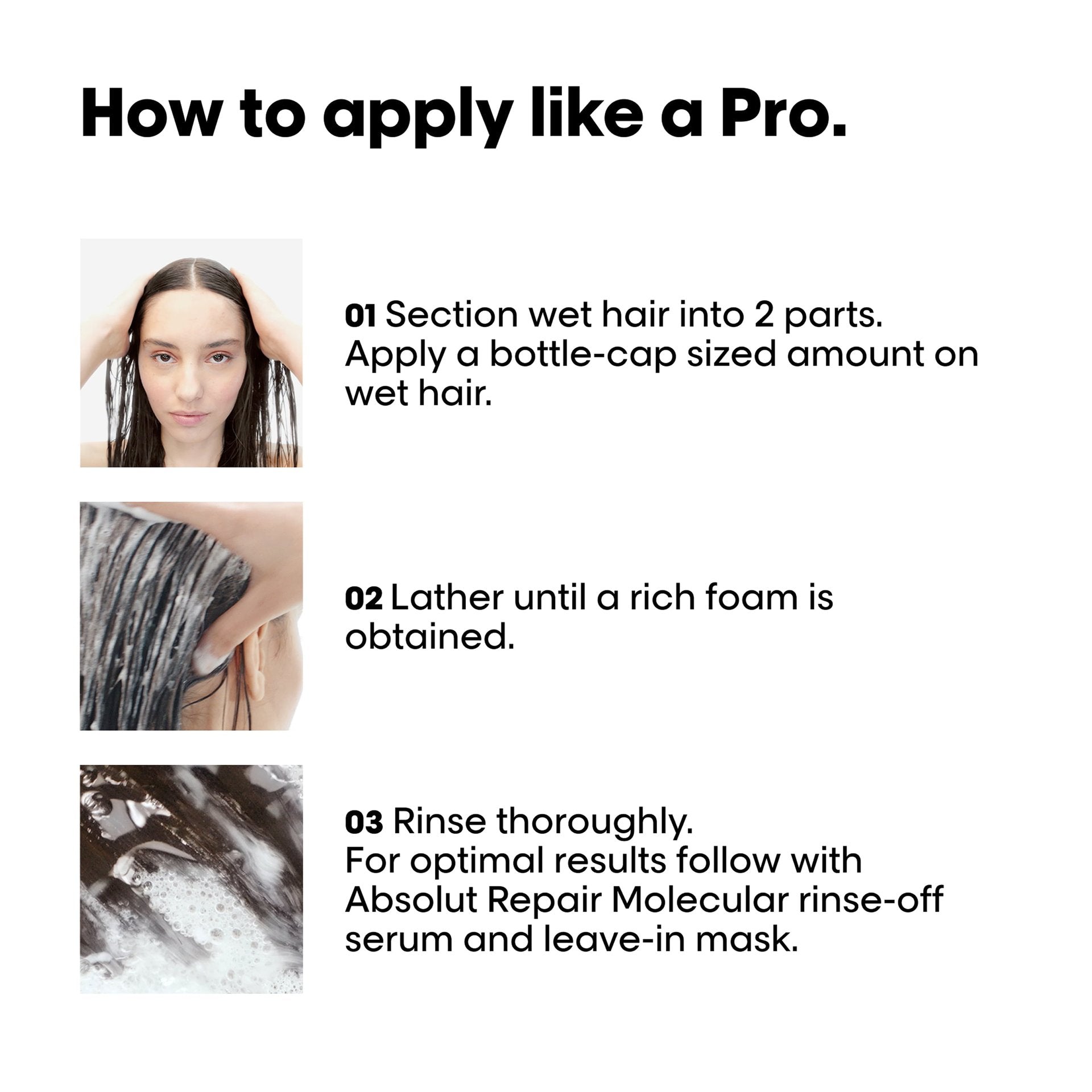 Resultados Absolut Repair Molecular Shampoo L'Oréal Professionnel cabello reparado