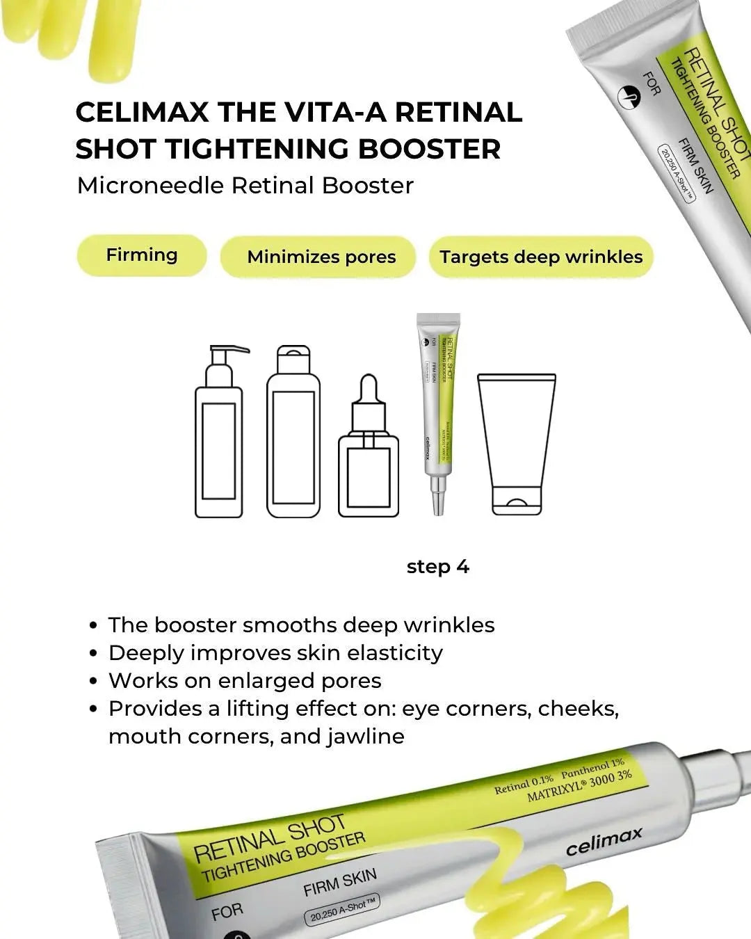CELIMAX Vita-A Retinal Shot Booster – reduce arrugas 28% poros 13% clinicamente probado comprar en NAZ Beauty Shop Panama
