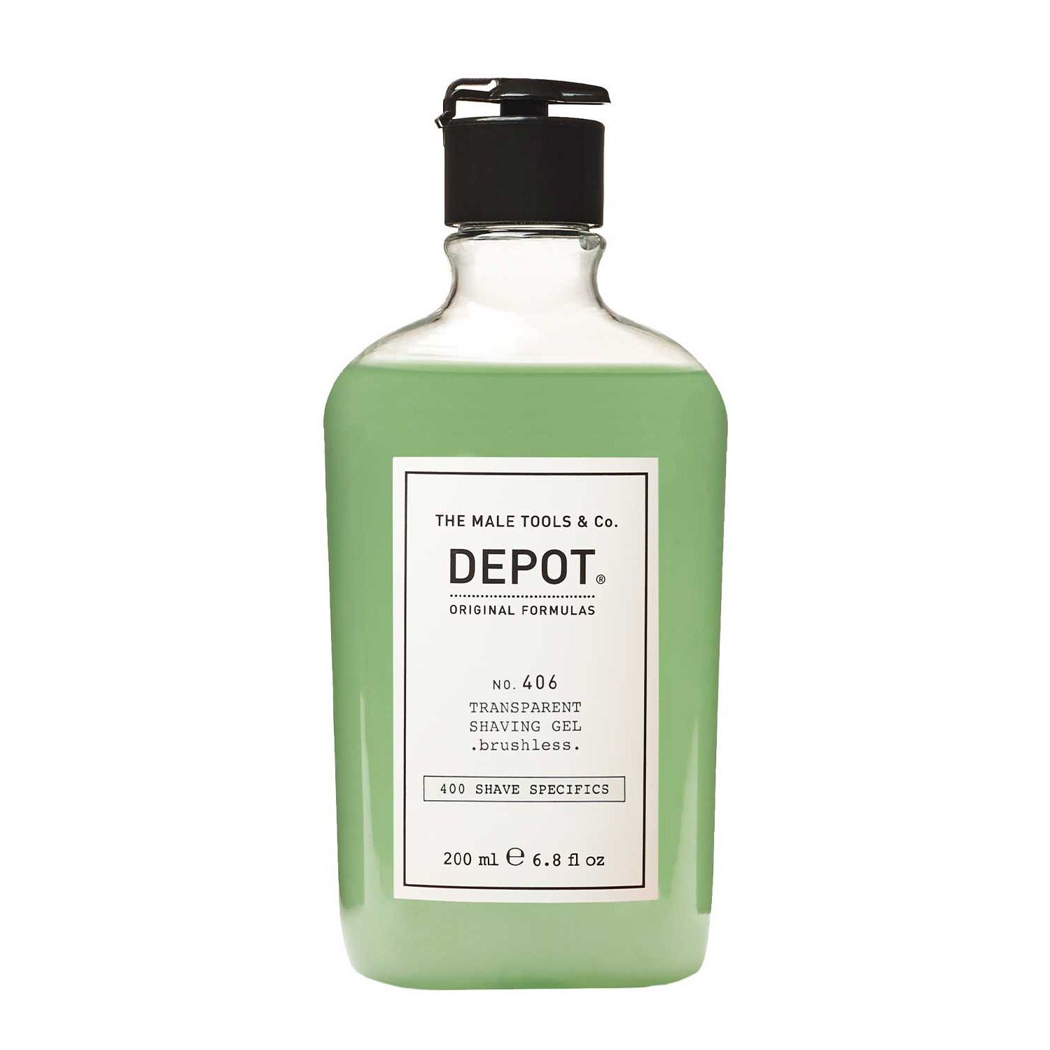 DEPOT No. 406 Transparent Shaving Gel Brushless – Gel de Afeitar Transparente sin Brocha | MENCARE