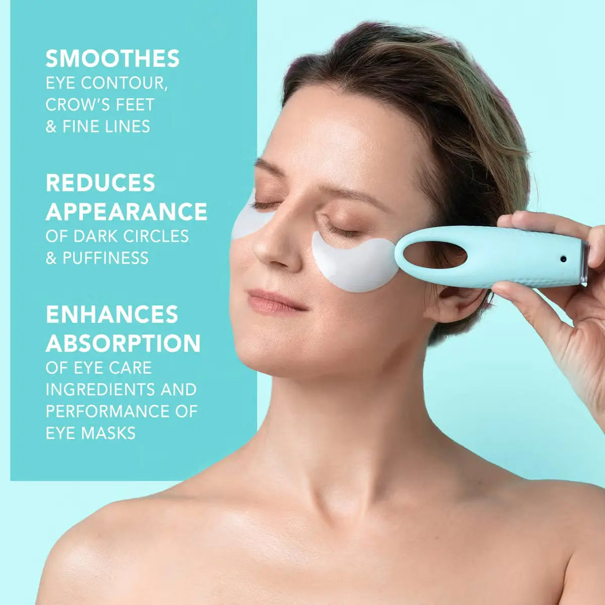 FOREO Iris 2 Eye Massager modo tap pulsaciones T-Sonic reduce puffiness perioocular comprar en NAZ Beauty Shop Panama