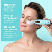 FOREO Iris 2 Eye Massager modo tap pulsaciones T-Sonic reduce puffiness perioocular comprar en NAZ Beauty Shop Panama