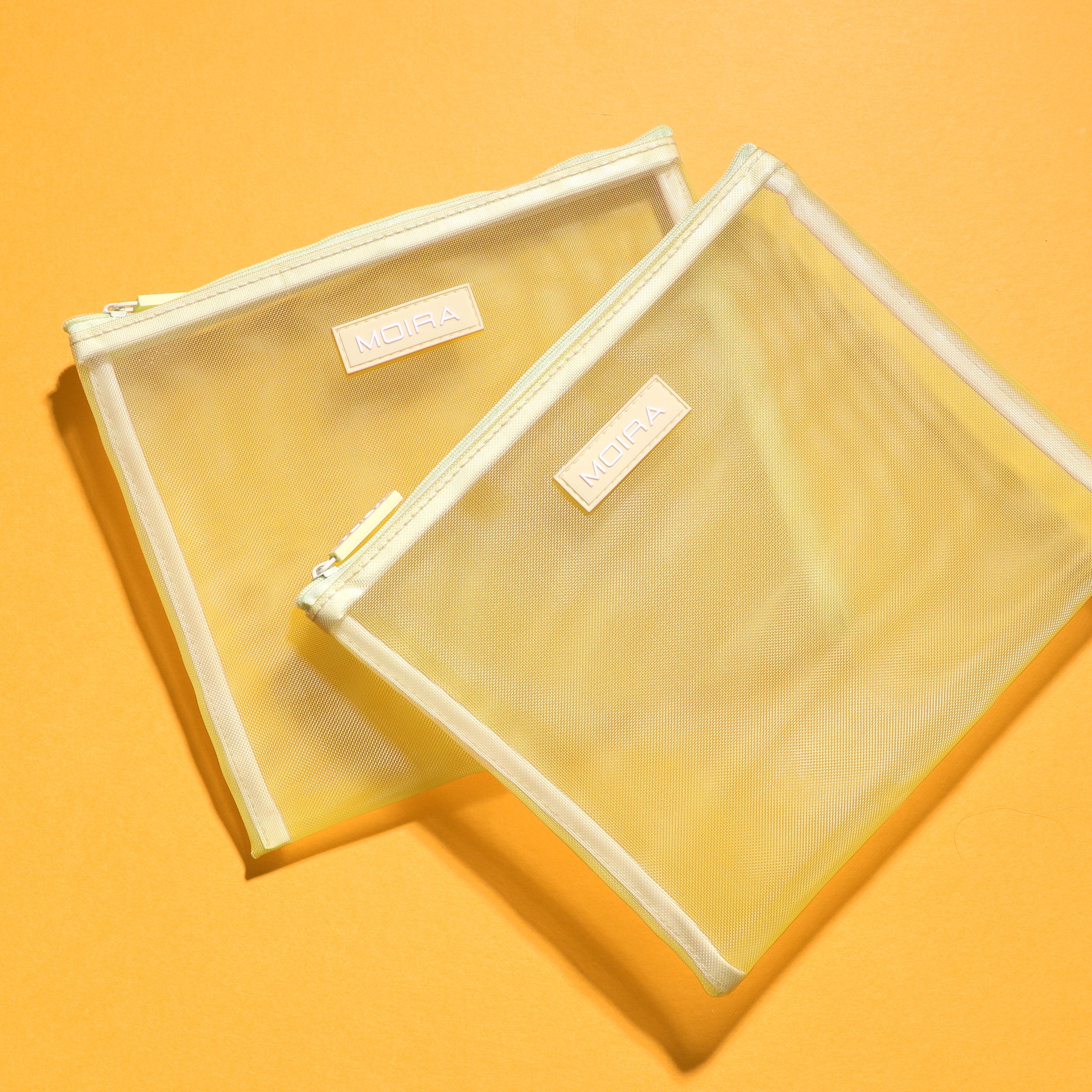 MOIRA Mesh Makeup Pouch Large Yellow
