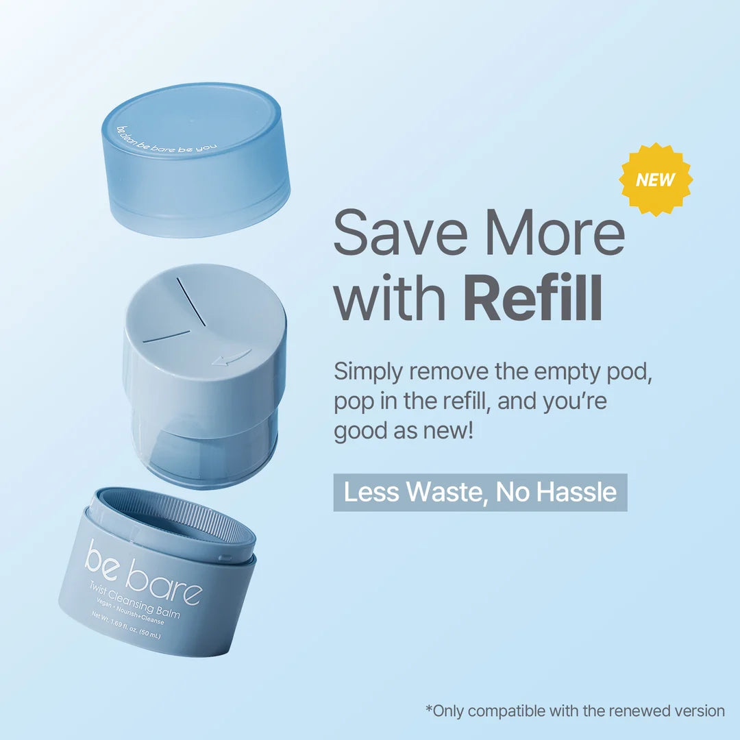 BE BARE Twist Cleansing Balm Refill – Repuesto de Balsamo Limpiador Bifásico Vegano con Aceites Botánicos | Skincare
